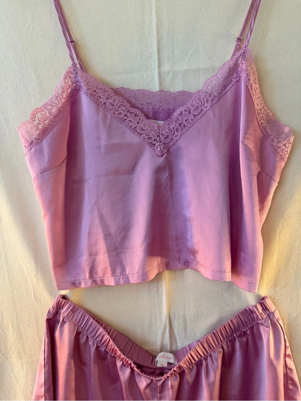 Colsie Lavender Satin Cami & Shorts Set